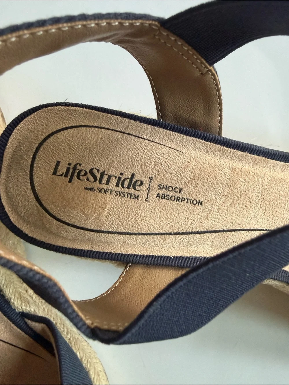 LifeStride Kimmie Espadrille Wedge Sandals Navy Blue Size 8.5 New W/O Tags.